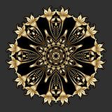 Barockes Ornament mandala in Gold und Schwarz