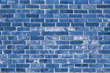 Blaue Ziegelmauer mit rauer Textur