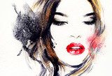 Elegantes Frauengesicht in Aquarelltechnik