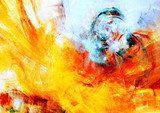 Energetische Farbexplosion in Blau und Orange