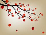 Feurige Ahornzweige im Herbst