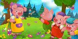 Fröhliche Schweine auf Frühlingswiese