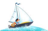 Fuchs segelt auf den Wellen