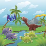 Sanfte Dinos unter tropischem Himmel