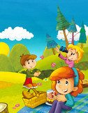 Sommerliches Picknick im grünen Hügelglück