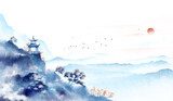 Stille Morgendämmerung im fernen Osten
