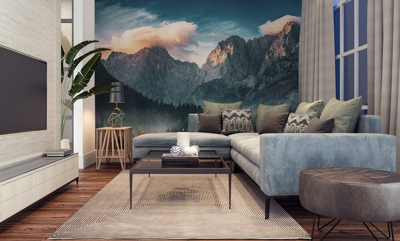 berglandschaft bei sonnenuntergang fototapete furs wohnzimmer fototapeten demural