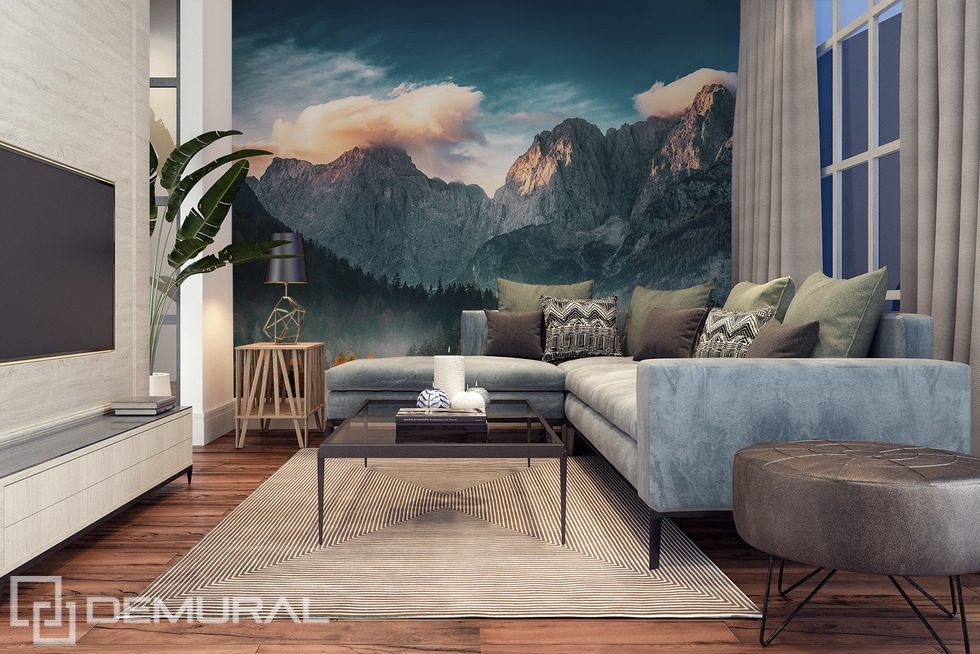 Berglandschaft bei Sonnenuntergang Fototapete fürs Wohnzimmer Fototapeten Demural