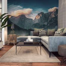 Berglandschaft-bei-sonnenuntergang-fototapete-furs-wohnzimmer-fototapeten-demural