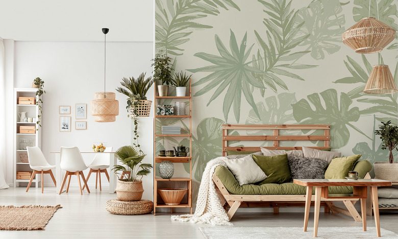 tropischer akzent im wohnzimmer fototapete furs wohnzimmer fototapeten demural