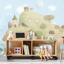 Pastellhugel-und-schafchen-in-einer-marchenwelt-fototapete-fur-kinderzimmer-fototapeten-demural