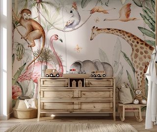 exotisches dschungelabenteuer mit tierischen freunden fototapete fur kinderzimmer fototapeten demural