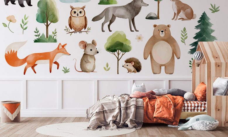 waldabenteuer mit niedlichen tieren fototapete fur kinderzimmer fototapeten demural
