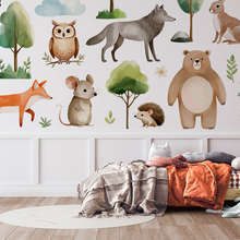 Waldabenteuer-mit-niedlichen-tieren-fototapete-fur-kinderzimmer-fototapeten-demural