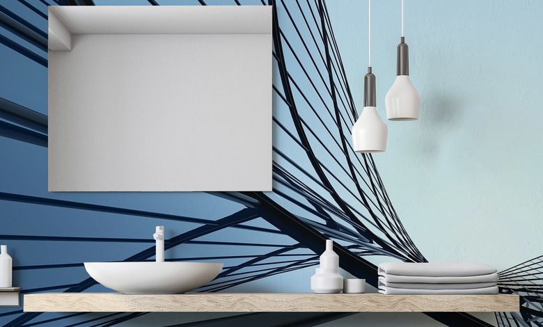 abstrakte architektonische linien in blautonen fototapeten fur badezimmer fototapeten demural