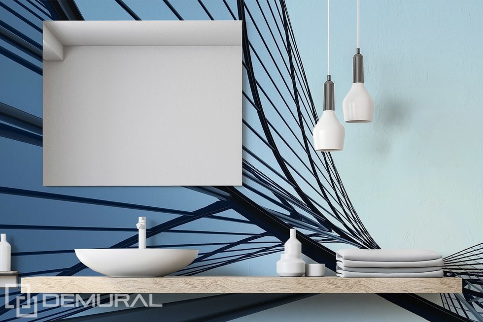 Abstrakte architektonische Linien in Blautönen Fototapeten für Badezimmer Fototapeten Demural