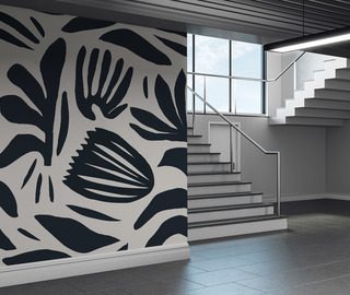 kontrastreiches pflanzenmuster in schwarz weiss fototapeten blumen fototapeten demural