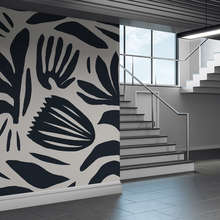 Kontrastreiches-pflanzenmuster-in-schwarz-weiss-fototapeten-blumen-fototapeten-demural