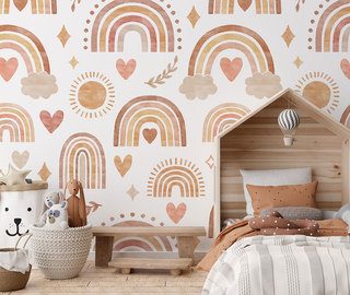 pastellregenbogen und herzchen fur die kleinsten fototapete fur kinderzimmer fototapeten demural