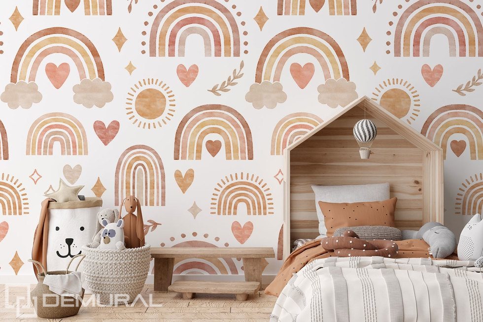 Pastellregenbögen und Herzchen für die Kleinsten Fototapete für Kinderzimmer Fototapeten Demural