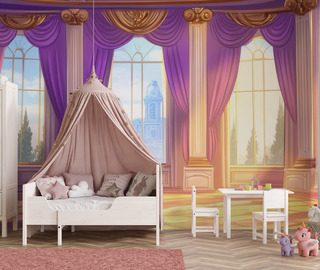 marchenhafter prinzessinnensaal im abendlicht fototapete fur kinderzimmer fototapeten demural