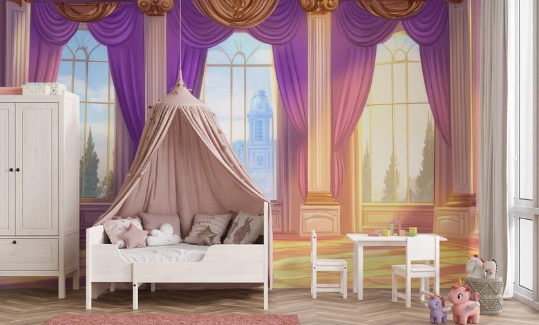marchenhafter prinzessinnensaal im abendlicht fototapete fur kinderzimmer fototapeten demural