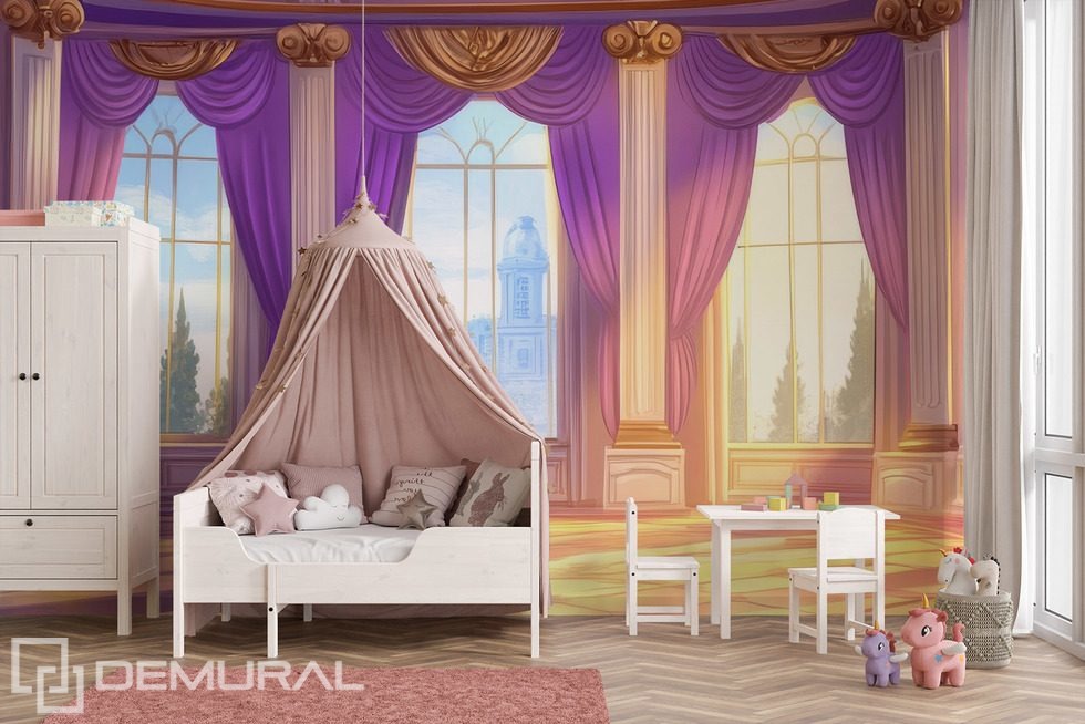 Märchenhafter Prinzessinnensaal im Abendlicht Fototapete für Kinderzimmer Fototapeten Demural