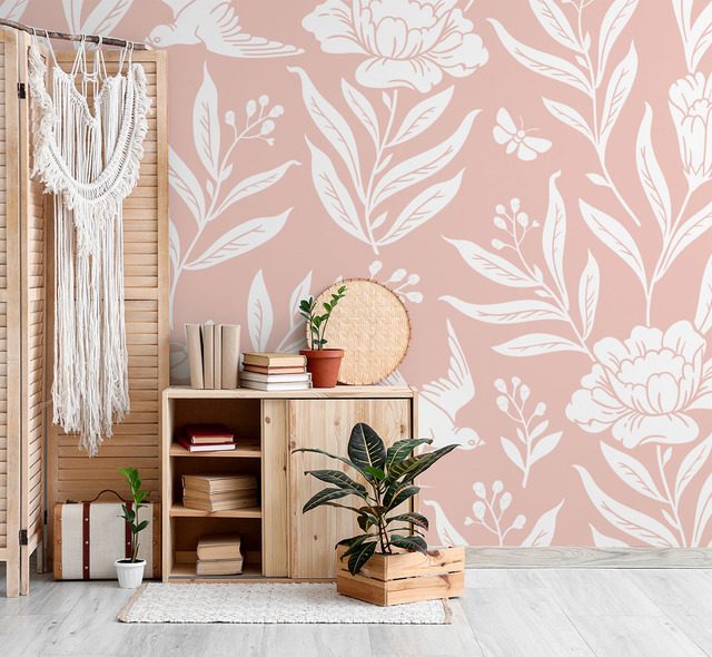 zarte bluten im dezenten boho stil fototapete furs wohnzimmer fototapeten demural