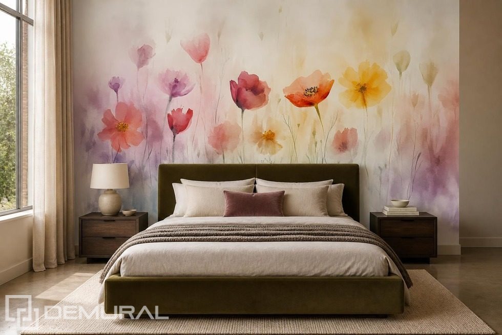 Sanfte Blumenpalette in harmonischer Anordnung Fototapeten Blumen Fototapeten Demural