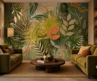ausdrucksstarker kontrast von grun und orange fototapete furs wohnzimmer fototapeten demural