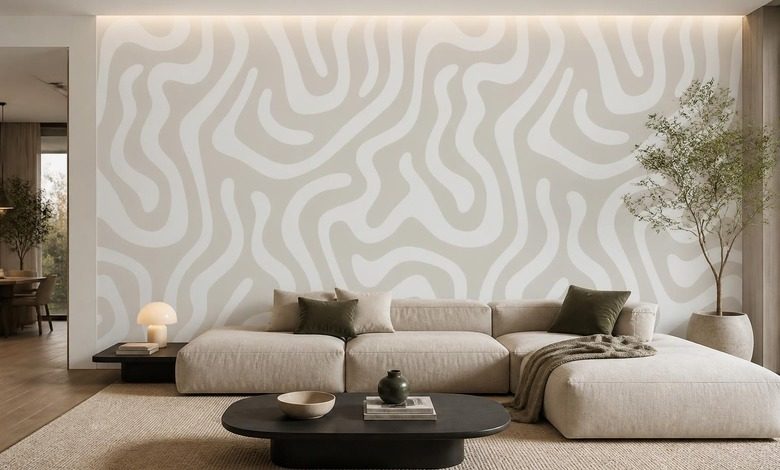 feinfuhliges spiel der linien in naturlicher farbgebung fototapete furs wohnzimmer fototapeten demural