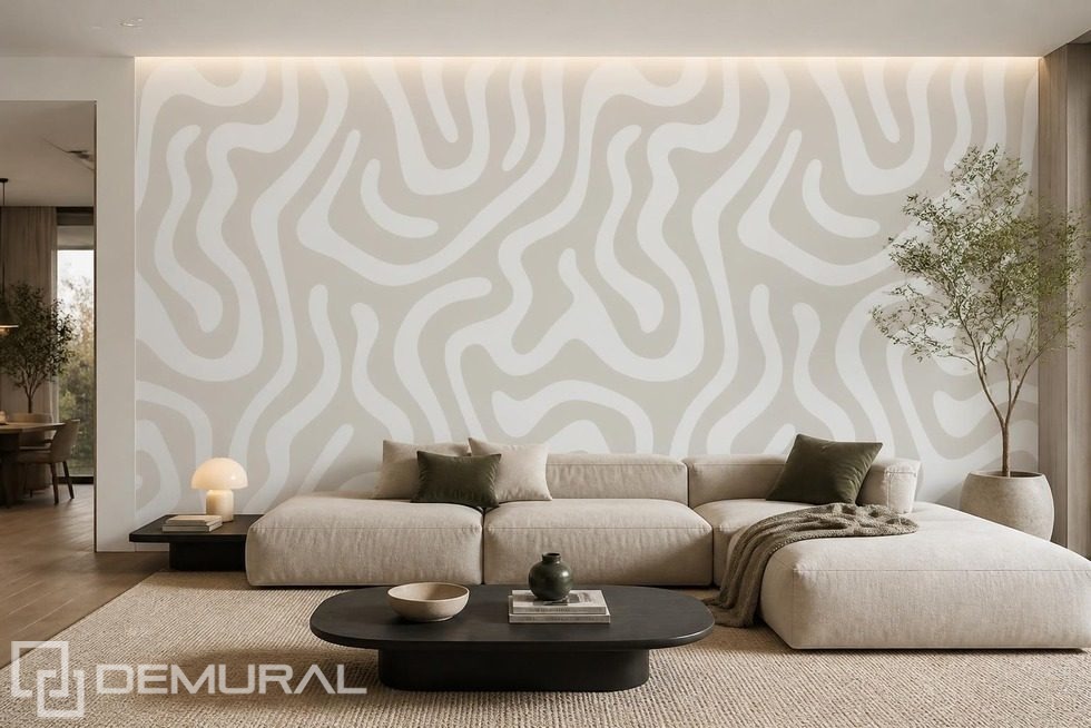 Feinfühliges Spiel der Linien in natürlicher Farbgebung Fototapete fürs Wohnzimmer Fototapeten Demural