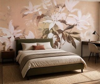 zarte lichtspiele auf floralem motiv fototapete fur schlafzimmer fototapeten demural
