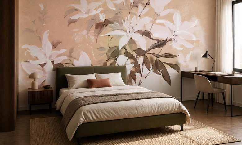 zarte lichtspiele auf floralem motiv fototapete fur schlafzimmer fototapeten demural