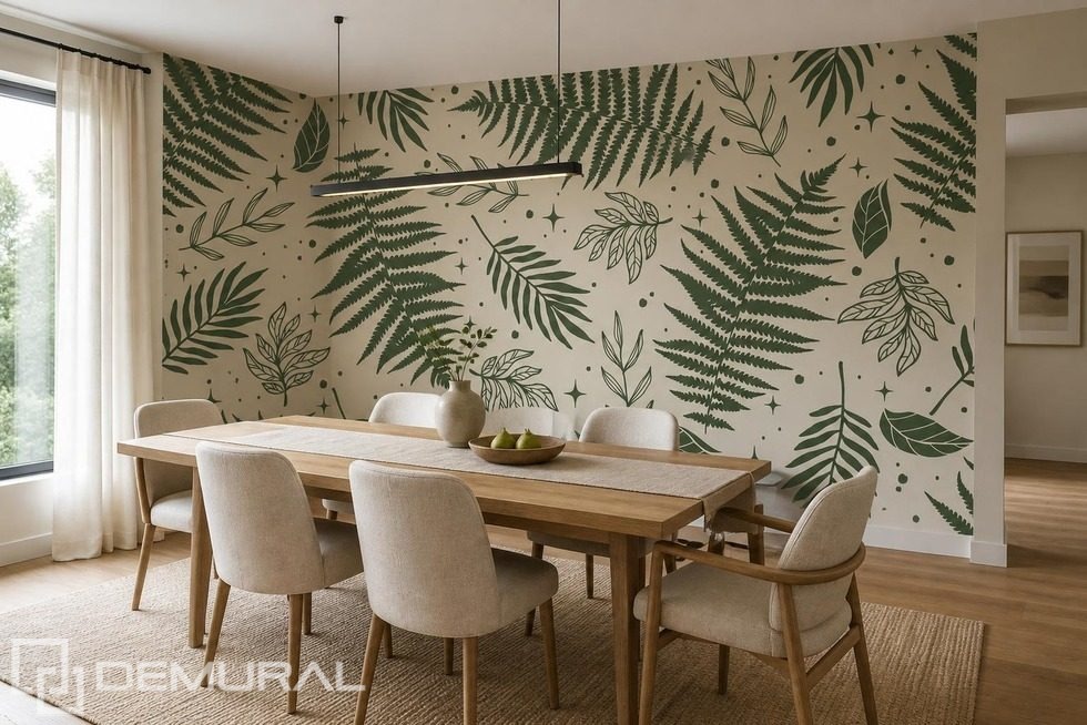 Zarte Grüntöne der Blätter als Wanddekoration Fototapeten Texturen Fototapeten Demural