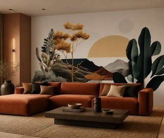 kontrast warmer tone und tiefem grun fototapete furs wohnzimmer fototapeten demural