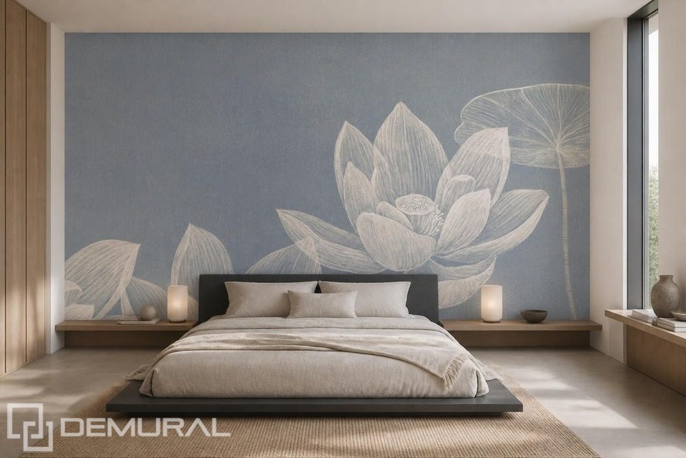 Diffuses Licht betont zarte Blüten Fototapete für Schlafzimmer Fototapeten Demural