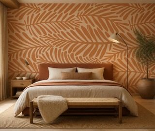 warmer rhythmus des pflanzlichen motivs an der wand fototapete fur schlafzimmer fototapeten demural