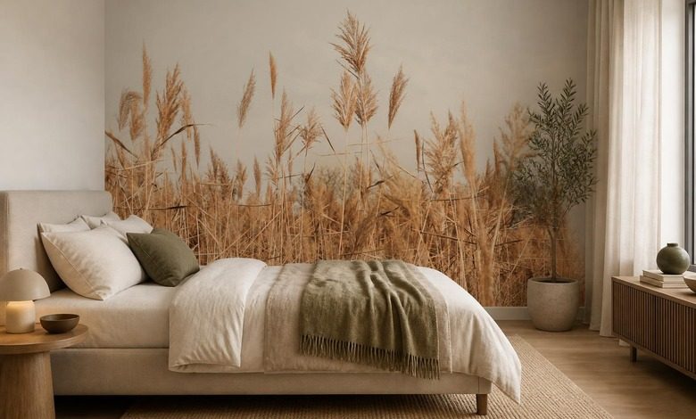 naturalistischer stil mit pflanzlichem motiv fototapete fur schlafzimmer fototapeten demural