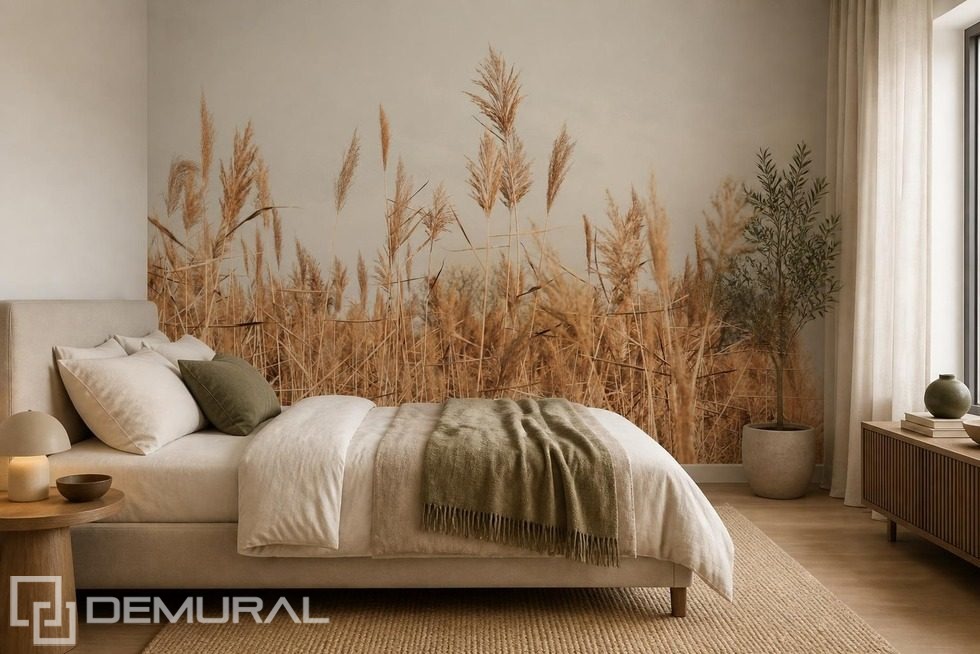 Naturalistischer Stil mit pflanzlichem Motiv Fototapete für Schlafzimmer Fototapeten Demural