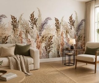 elegante dekoration mit pampasgras fototapete furs wohnzimmer fototapeten demural