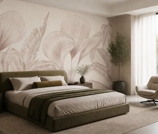 minimalistisches blattmotiv in gedampfter farbpalette fototapete fur schlafzimmer fototapeten demural