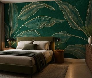 grossformatige komposition goldener blatter vor dunklem hintergrund fototapete fur schlafzimmer fototapeten demural