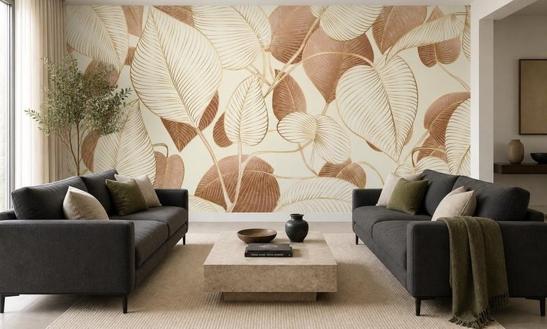 sanftes licht betont das blattreiche motiv fototapete furs wohnzimmer fototapeten demural