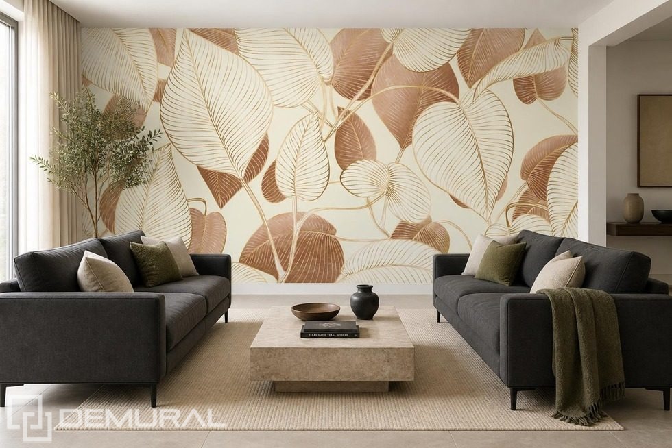 Sanftes Licht betont das blattreiche Motiv Fototapete fürs Wohnzimmer Fototapeten Demural