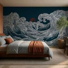 Untergehendes-licht-auf-wellenformigem-motiv-fototapete-fur-schlafzimmer-fototapeten-demural