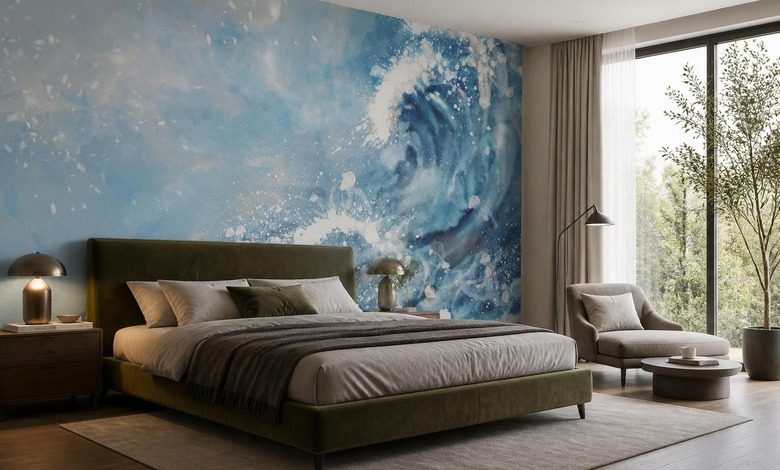 rhythmischer ausdruck des wellenformigen motivs im schlafzimmer fototapete fur schlafzimmer fototapeten demural