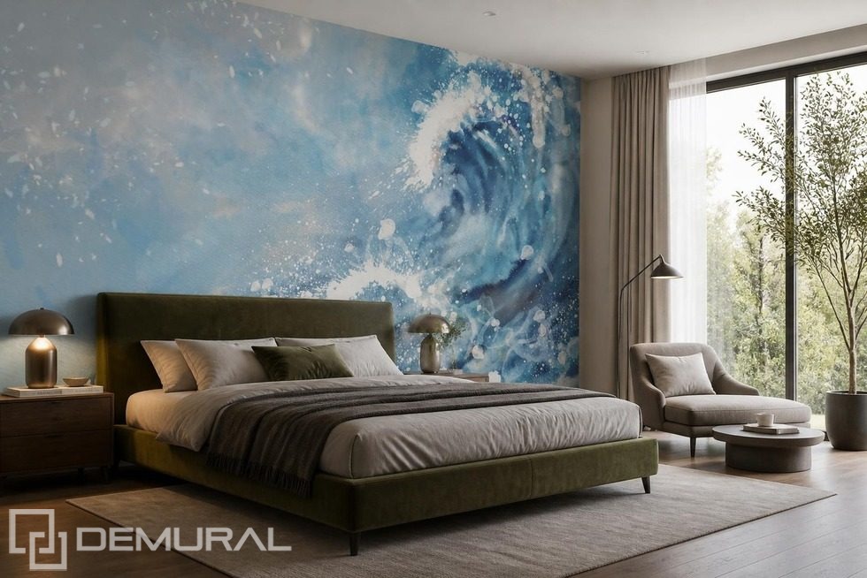 Rhythmischer Ausdruck des wellenförmigen Motivs im Schlafzimmer Fototapete für Schlafzimmer Fototapeten Demural