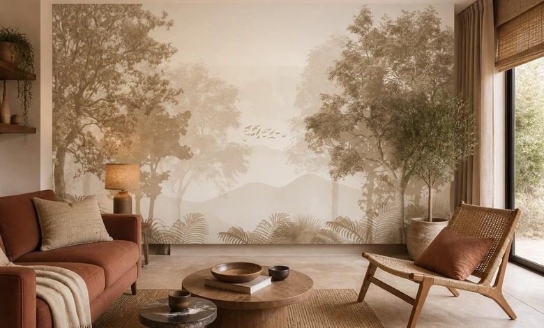 naturlicher kontrast zwischen warmen und kuhlen tonen fototapete furs wohnzimmer fototapeten demural