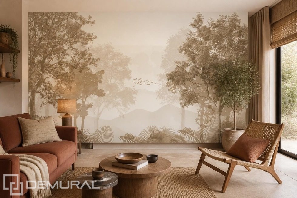 Natürlicher Kontrast zwischen warmen und kühlen Tönen Fototapete fürs Wohnzimmer Fototapeten Demural